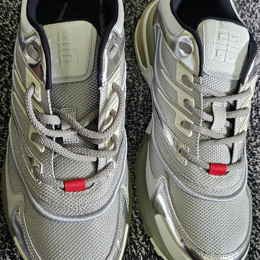 Givenchy Silver and Red Sneakers
